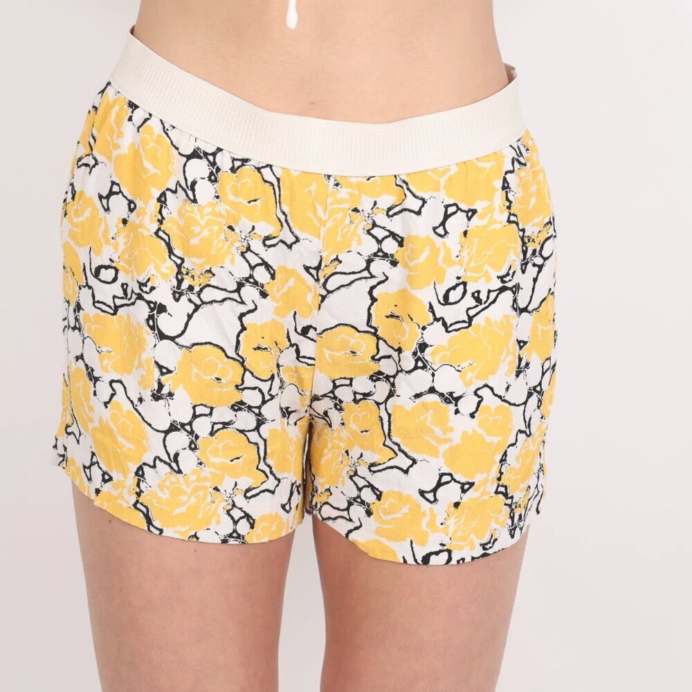Samsoe Samsoe Nessie Shorts Womens Size XS Yellow White Floral Pockets Elastic